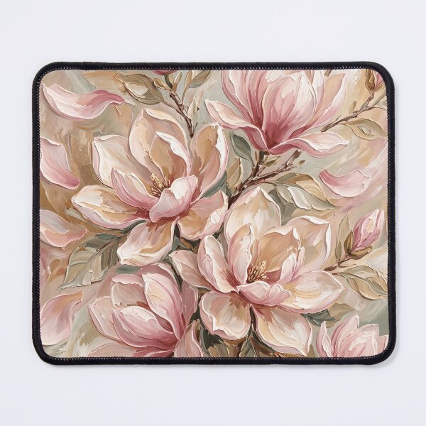 Item preview, Petals in Pastels — Pink Magnolia Oil Painting Wall Art Print designed and sold by PickyAura.