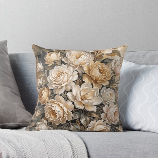 Item preview, Luminous Bloom Symphony — Cream and Gold Floral Oil Painting Wall Art Print designed and sold by PickyAura.