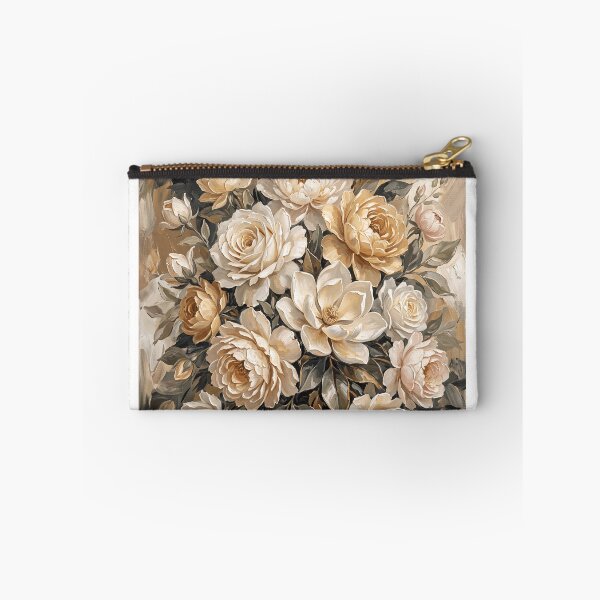 Item preview, Luminous Bloom Symphony — Cream and Gold Floral Oil Painting Wall Art Print designed and sold by PickyAura.