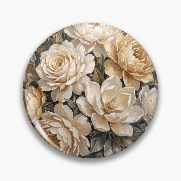 Item preview, Luminous Bloom Symphony — Cream and Gold Floral Oil Painting Wall Art Print designed and sold by PickyAura.