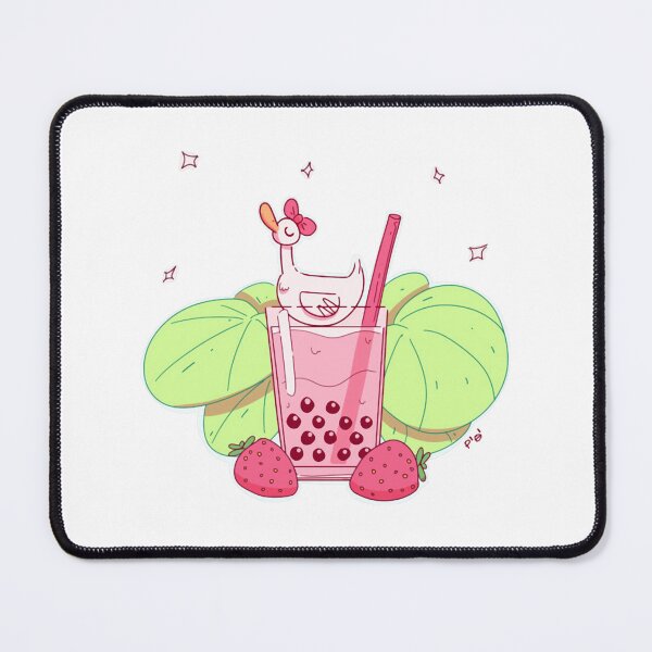 Item preview, Bubble Tea Ducky Cute Kawaii Strawberry Boba Illustration designed and sold by Pioiiiart.