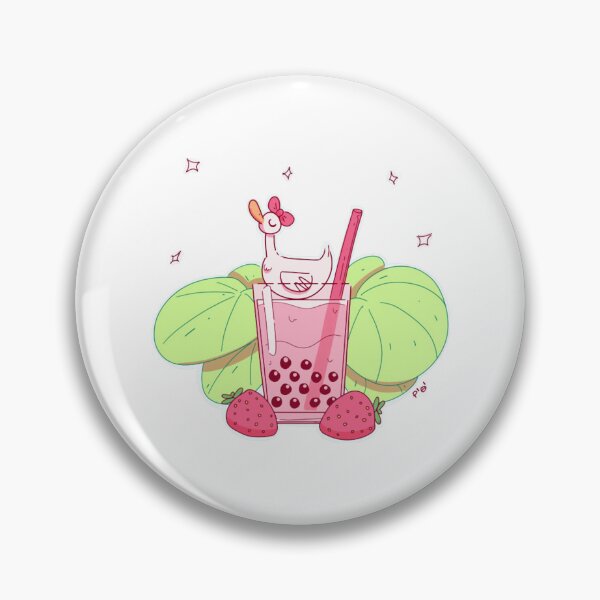 Item preview, Bubble Tea Ducky Cute Kawaii Strawberry Boba Illustration designed and sold by Pioiiiart.