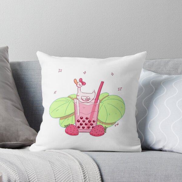 Item preview, Bubble Tea Ducky Cute Kawaii Strawberry Boba Illustration designed and sold by Pioiiiart.