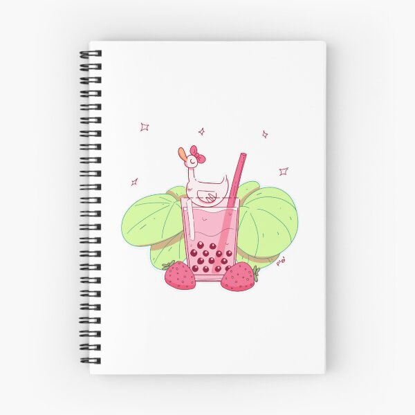 Item preview, Bubble Tea Ducky Cute Kawaii Strawberry Boba Illustration designed and sold by Pioiiiart.