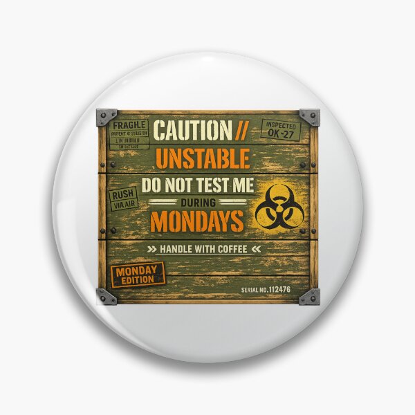 Item preview, CAUTION UNSTABLE Monday Warning Crate Stencil – Vintage Industrial Humor Design designed and sold by UrbanStatic.