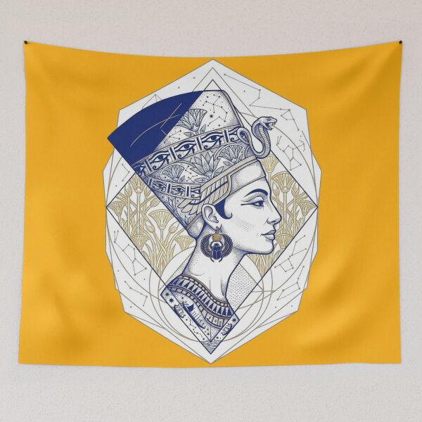 Item preview, Queen Nefertiti Geometric Art | Ancient Egyptian Goddess Portrait with Eye of Horus designed and sold by Queen Cleopatra.