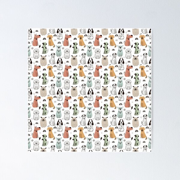 Item preview, Dogs in Soft Muted Colours Allover Pattern designed and sold by TeeGeeTees.
