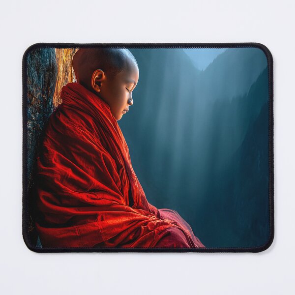Item preview, Meditative Monk in Serene Mountain Landscape Lighting designed and sold by Artessie.