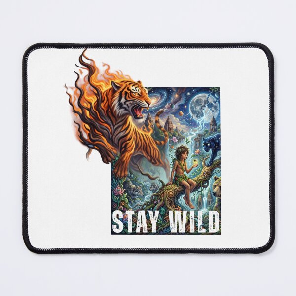 Item preview, Stay Wild Fire Tiger Cosmic Jungle Fantasy Art designed and sold by rich-moda.
