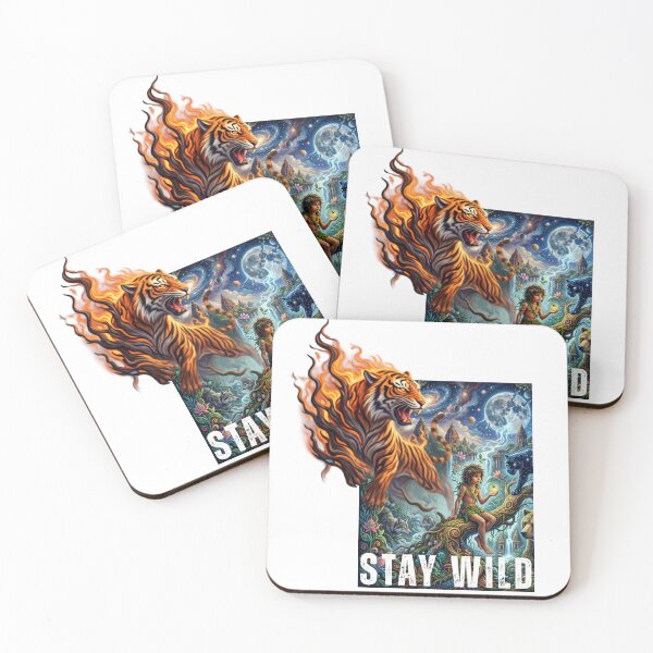 Item preview, Stay Wild Fire Tiger Cosmic Jungle Fantasy Art designed and sold by rich-moda.