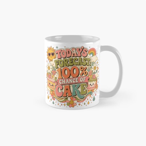 Item preview, Today's Forecast 100% Chance of Cake Retro Groovy Birthday Shirt designed and sold by Zabolotna_Art.