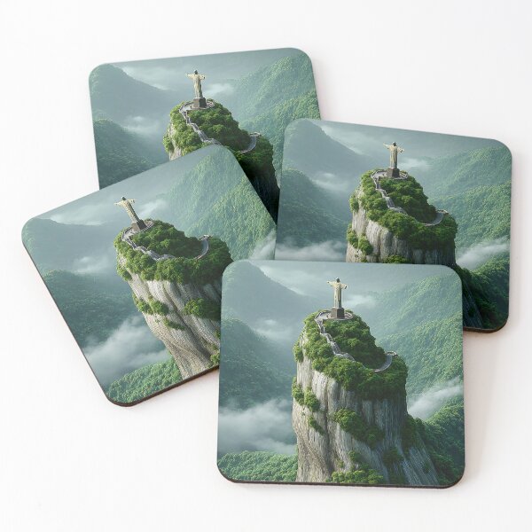 Item preview, Majestic Statue Overlooking Lush Mountain Terrain designed and sold by Artessie.
