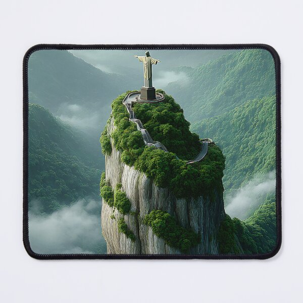 Item preview, Majestic Statue Overlooking Lush Mountain Terrain designed and sold by Artessie.