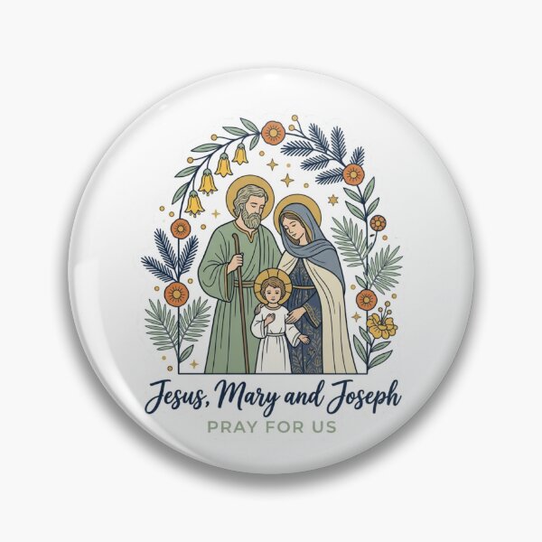 Item preview, Holy Family Jesus Mary Joseph Pray For Us Floral Catholic designed and sold by raedattia.