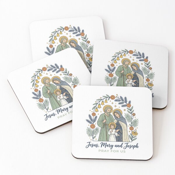 Item preview, Holy Family Jesus Mary Joseph Pray For Us Floral Catholic designed and sold by raedattia.