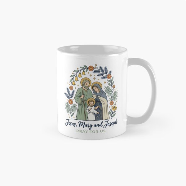 Item preview, Holy Family Jesus Mary Joseph Pray For Us Floral Catholic designed and sold by raedattia.