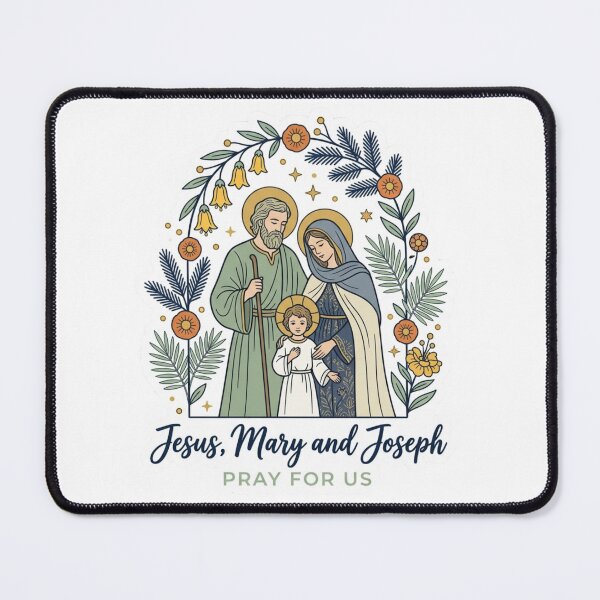 Item preview, Holy Family Jesus Mary Joseph Pray For Us Floral Catholic designed and sold by raedattia.
