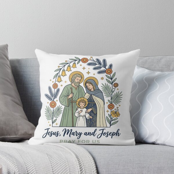 Item preview, Holy Family Jesus Mary Joseph Pray For Us Floral Catholic designed and sold by raedattia.