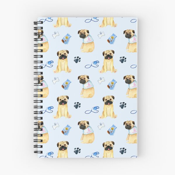 Item preview, Pug Dogs I Love Mom on Pale Blue Background Allover Pattern designed and sold by TeeGeeTees.