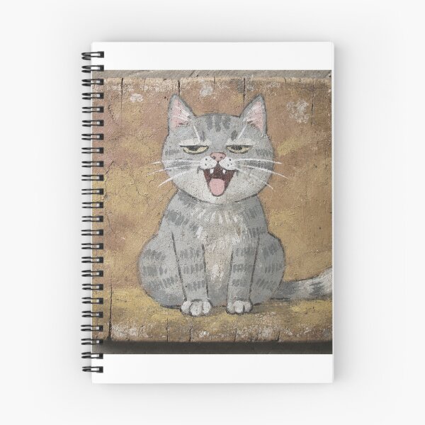 Item preview, Drowsy Grey Cat Mid-Yawn Folk Portrait designed and sold by PictorialWhimsy.