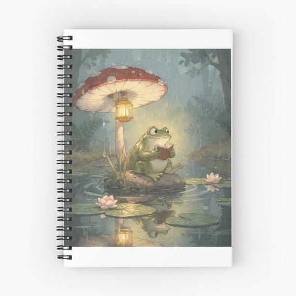 Item preview, Cozy Frog Reading in the Rain designed and sold by PictorialWhimsy.