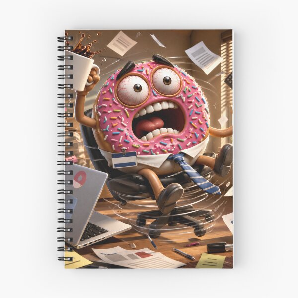 Item preview, Funny Office Donut in Workplace Chaos Burnout Cartoon designed and sold by ComedyInkFactor.