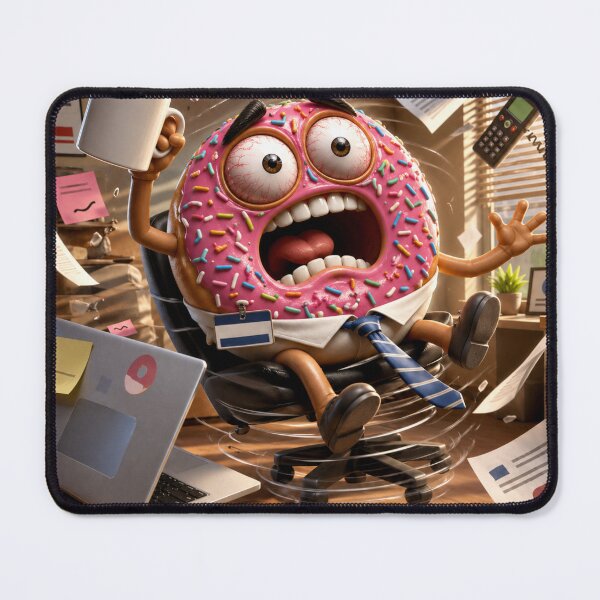 Item preview, Funny Office Donut in Workplace Chaos Burnout Cartoon designed and sold by ComedyInkFactor.
