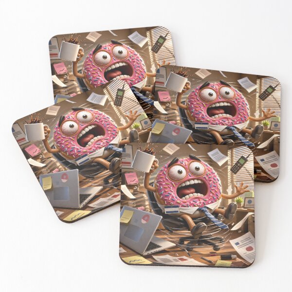 Item preview, Funny Office Donut in Workplace Chaos Burnout Cartoon designed and sold by ComedyInkFactor.