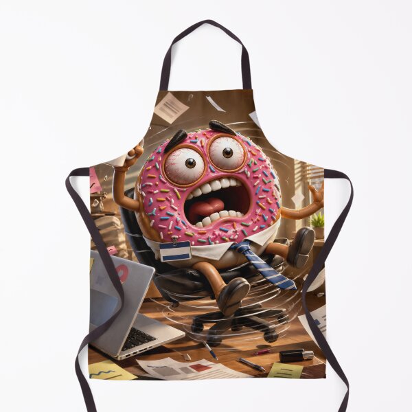 Item preview, Funny Office Donut in Workplace Chaos Burnout Cartoon designed and sold by ComedyInkFactor.