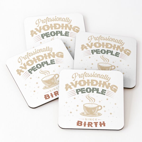 Item preview, Professionally Avoiding People Since Birth Funny Introvert Coffee Lover Typography T-Shirt designed and sold by RIZU DESIGN.