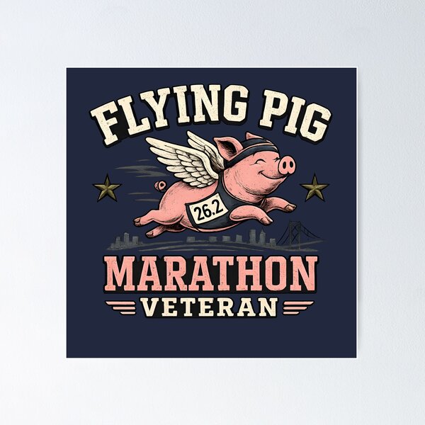 Item preview, Flying Pig Marathon Veteran Running Shirt designed and sold by RockyLambda.