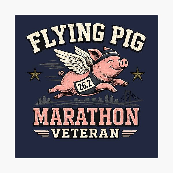 Item preview, Flying Pig Marathon Veteran Running Shirt designed and sold by RockyLambda.