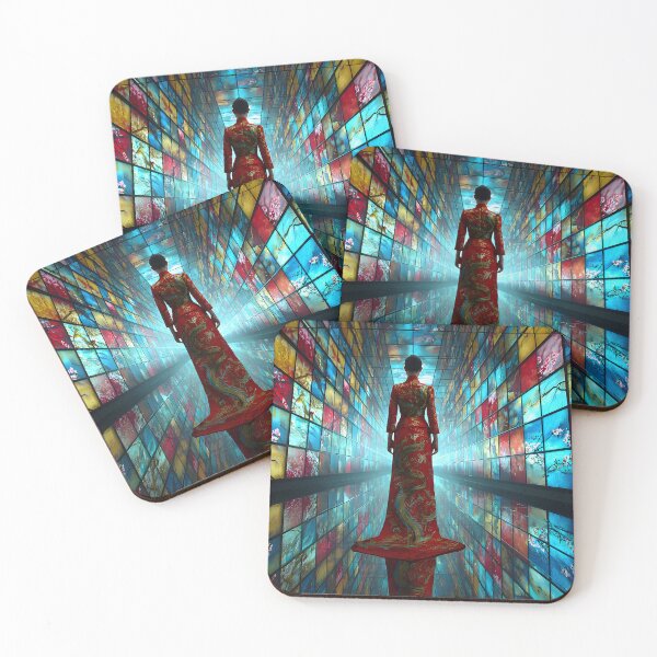 Item preview, Elegant Woman in Red Dress Surrounded by Color designed and sold by Artessie.