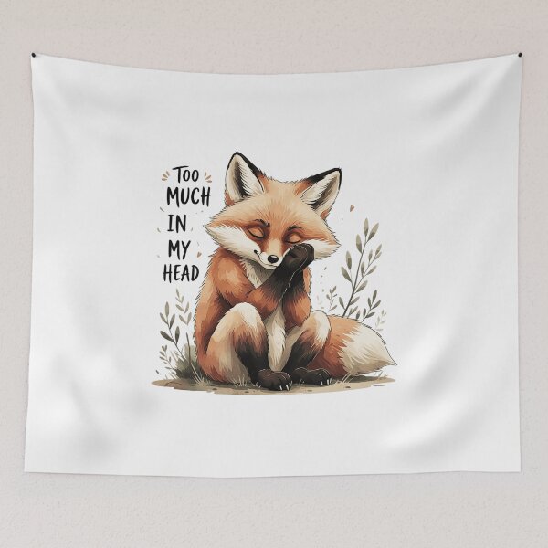 Item preview, Too Much In My Head Cute Vintage Fox Overthinking Relatable designed and sold by AQUILAKREO.