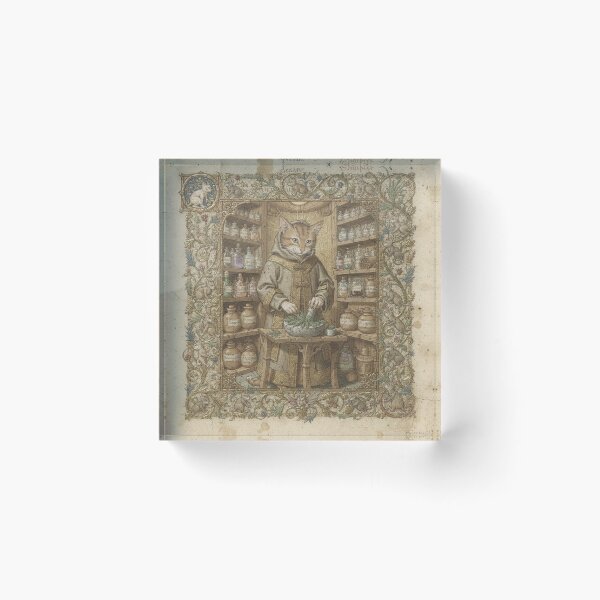 Item preview, Medieval Cat Apothecary Mixing a Catnip Remedy designed and sold by PictorialWhimsy.