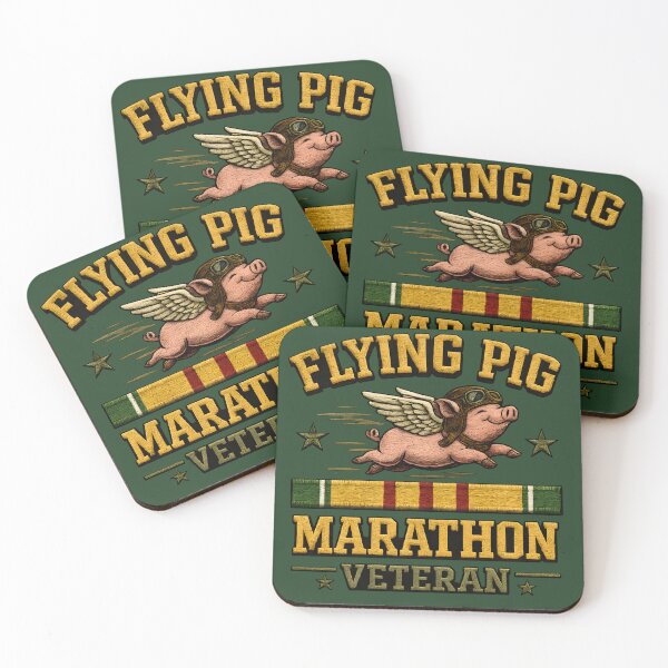 Item preview, Flying Pig Marathon Veteran Vintage Runner Bomber Cap Design designed and sold by RockyLambda.