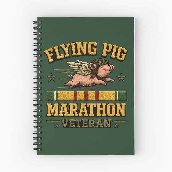 Aperçu de l'œuvre Conception de casquette de bombardier vétéran du marathon Flying Pig créée et vendue par RockyLambda.