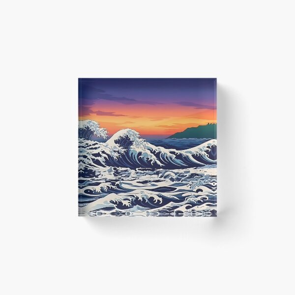 Item preview, Bonassola Sunset Waves - Italian Riviera Art designed and sold by ToxicInkArt.