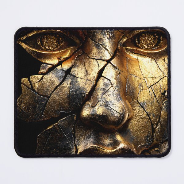Item preview, Cracked Golden Face Art with Abstract Elements designed and sold by Artessie.