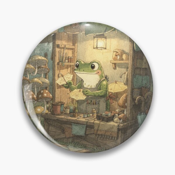 Item preview, Frog Umbrella-Repair Shop in the Rain designed and sold by PictorialWhimsy.