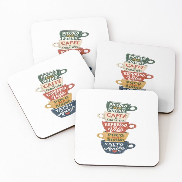 Item preview, Italian Coffee Quote Art – Vintage Colorful Espresso Cup Stack Wall Decor for Coffee Lovers designed and sold by Bright Nest Studio.