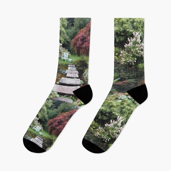 Item preview, Tranquil Garden Pond with Stepping Stones and Maple designed and sold by pinkal.
