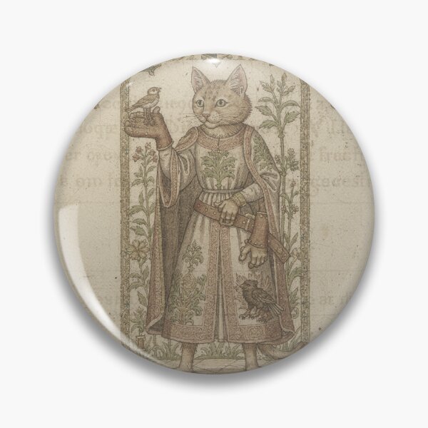 Item preview, Medieval Cat Falconer with a Tiny Sparrow designed and sold by PictorialWhimsy.