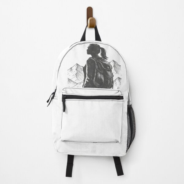 Item preview, Vintage Female Hiker Mountain Adventure Illustration designed and sold by GabeMountainArt.