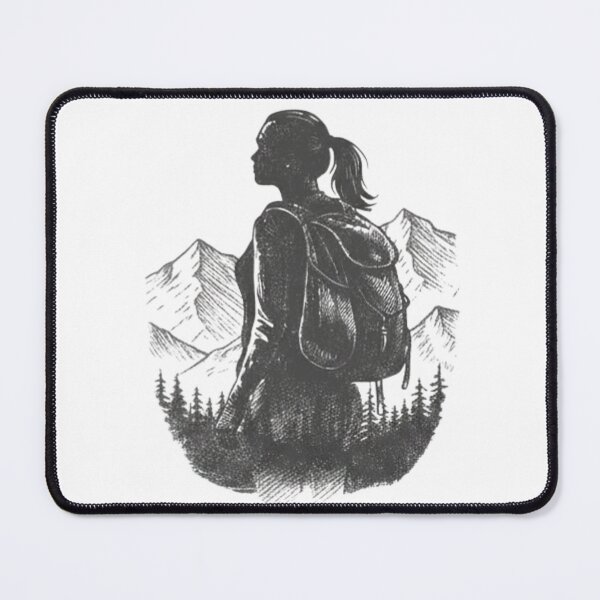 Item preview, Vintage Female Hiker Mountain Adventure Illustration designed and sold by Gabe1983.