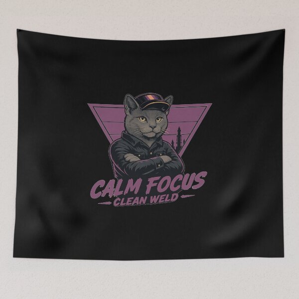 Item preview, Chartreux Welder Cat – Calm Focus Clean Weld designed and sold by RusticMeadow.