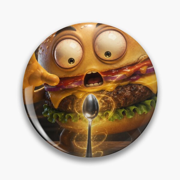 Item preview, Confused Burger Meets a Floating Spoon Funny Cartoon Mystery designed and sold by ComedyInkFactor.