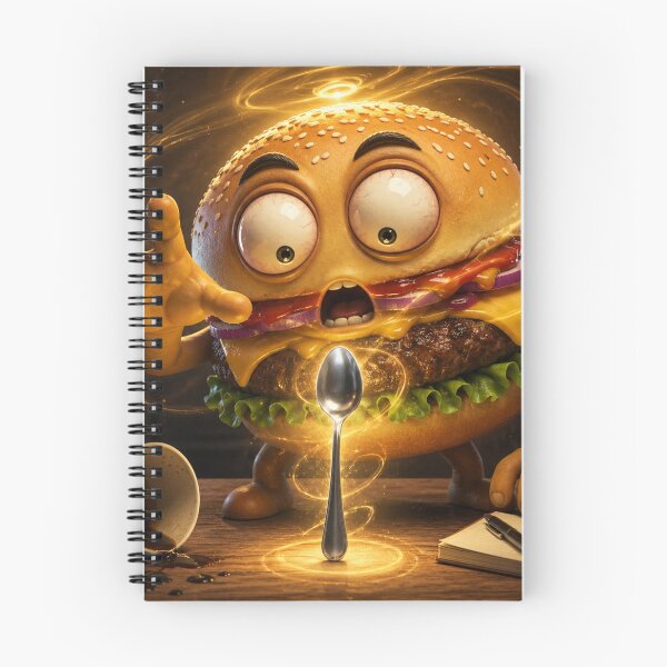 Item preview, Confused Burger Meets a Floating Spoon Funny Cartoon Mystery designed and sold by ComedyInkFactor.