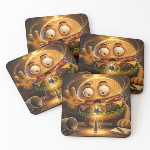 Item preview, Confused Burger Meets a Floating Spoon Funny Cartoon Mystery designed and sold by ComedyInkFactor.