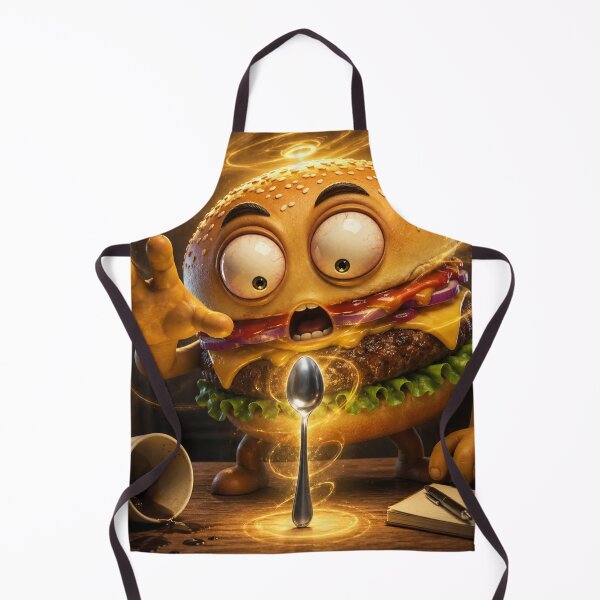Item preview, Confused Burger Meets a Floating Spoon Funny Cartoon Mystery designed and sold by ComedyInkFactor.